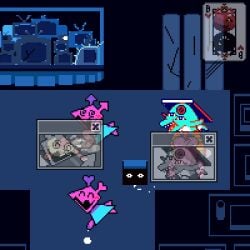 animated anthro bladedbard bodily_fluids censored cum deltarune female genital_fluids group male male/female noelle_holiday poppup_(deltarune) sprite sprite_animation sprite_art susie_(deltarune) undertale_(series) virovirokun
