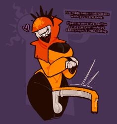 animal_genitalia areolae big_balls big_breasts big_penis bottomless english english_text homestuck horsecock humanoid leaking leaking_precum leaking_through_clothing metallic_body ms_paint_adventures robot rosebot text text_box throbbing_penis xenopavilia