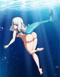 1girls absurd_res animal_humanoid ass big_butt bikini bikini_thong biped bite_mark bite_taken blue_eyes clothed clothing female fin fish fish_humanoid gawr_gura hair hi_res hololive hololive_english hololive_myth humanoid looking_at_viewer looking_back marine marine_humanoid notched_fin notched_tail pupils scar shark_humanoid shark_tail solo surgical_suture swimwear tail_scar thick_thighs three-quarter_view two-piece_swimsuit underwater vtuber water white_hair xelsword