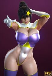 1girls 3d big_breasts bimbo bimbo_body black_hair blue_eyes breasts female female_only fumitan_admoss glasses gundam gundam_seed gundam_seed_destiny gundam_tekketsu_no_orphans hagiwara_studio hair_bun high_resolution highres large_breasts meer_campbell meer_campbell_(cosplay) solo