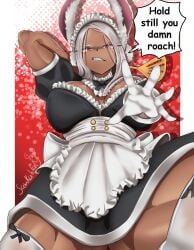 1girls big_breasts dark-skinned_female female looking_at_viewer maid miruko my_hero_academia tagme
