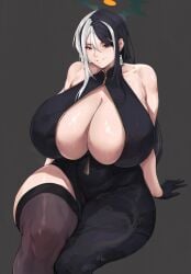 1girls blue_archive breasts curvy gloves huge_breasts kai_(blue_archive) sweat thick_thighs zer0artzer0