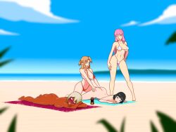4girls ahe_gao anoneysnufftan applying_sunscreen asphyxiation ass beach beach_towel bikini black_hair blonde_hair blue_eyes blurry_background blush blush blushing_profusely corpse dark-skinned_female dead death embarrassed embarrassed_nude_female eyes_rolling_back female female_only flare_arlgrande_jioral green_eyes gyaru hajimete_no_gal hawaiian_tropic humiliation imminent_death killer_lotion long_hair lotion lotion_bottle mascara_tears massage menace mind_break murder nude oil oiled orgasm peril pink_hair punishment purple_blush queen's_blade ranko_honjou redo_of_healer rubbing sand seaside shiny_skin short_hair sinfulline snuff suffocation summer sunbathing sunscreen swimsuit sword_art_online tan tanned tanned_female tanned_skin tongue_out towel waiting_for_turn yuuki_asuna