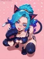 1girls ai_generated arzagod ass big_ass big_breasts breasts bubble_butt cat_ears cat_tail catgirl dat_ass female huge_ass large_ass league_of_legends perfect_body seraphine_(league_of_legends) thick_ass thick_thighs wide_hips
