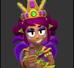3d animated baller_2206 brawl_stars carnaval_mandy_(brawl_stars) clothed_female_nude_male fourth_wall_broken handjob looking_at_viewer looking_pleasured mandy_(brawl_stars) penis_grab prisma3d purple_hair smiling_at_viewer supercell tagme video