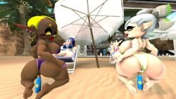 3d 4girls ass_focus callie_(splatoon) dark-skinned_female deep_cut_(splatoon) female_only frye_(splatoon) huge_ass huge_breasts looking_at_viewer marie_(splatoon) nintendo self_upload sfm shiver_(splatoon) silverade55 source_filmmaker splatoon squid_sisters waterpark