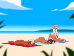 4girls ahe_gao anoneysnufftan applying_sunscreen asphyxiation ass beach beach_towel black_hair blonde_hair blue_eyes blurry_background blush blush blushing_profusely breasts corpse dark-skinned_female dead death embarrassed embarrassed_nude_female eyes_rolling_back female female_only flare_arlgrande_jioral green_eyes gyaru hajimete_no_gal hawaiian_tropic humiliation imminent_death killer_lotion long_hair lotion lotion_bottle mascara_tears massage menace mind_break murder nipples nude oil oiled orgasm peril pink_hair punishment purple_blush queen's_blade ranko_honjou redo_of_healer rubbing sand seaside shiny_skin short_hair sinfulline snuff suffocation summer sunbathing sunscreen sword_art_online tan tanned tanned_female tanned_skin tongue_out towel yuuki_asuna