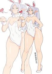 bunny_ears bunnysuit celebelian elf frieren frieren_beyond_journey's_end large_hips large_thighs legs looking_at_viewer white_hair