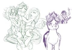 animal_genitalia animal_penis buttercup_saiyan closed_eyes double_tribadism_on_penis equine equine_penis erection eyewear female feral friendship_is_magic goggles group horse horsecock human male monochrome my_little_pony open_mouth pegasus penis plain_background pony pussy rainbow_dash_(mlp) rubbing sketch smile soarin_(mlp) spitfire_(mlp) straight suit teeth threesome tongue tribadism_on_penis white_background wings wonderbolts_(mlp)