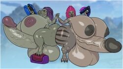 2futas alien_girl anthro female female_kig-yar futanari gigantic_penis halo_(series) intersex kig-yar theboris