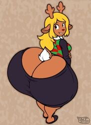 deltarune huge_ass hyper_ass massive_ass massive_thighs noelle_holiday skirt small_breasts sweater thick_thighs thickandtwisted