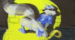 1boy 2011 anus ass balls cane furry furry_only gay lizardlars male male_only raccoon sly_cooper sly_cooper_(series) solo squatting video_games yaoi