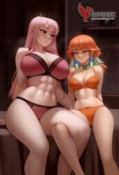 2d 2girls abs ai_generated all_fours ass barefoot big_ass big_breasts bra completely erophoenix feet female female_focus hololive hololive_english hololive_myth jewelry kissing kissing kneeling large_breasts long_hair mori_calliope multiple_girls naked nipples nude orange_hair pale_skinned_female panties patreon_username pink_eyes pink_hair pussy side_braid soles sweat sweating takanashi_kiara take_your_pick thick_thighs thighs toes underwear virtual_youtuber yuri yuri