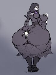 1girls 5_fingers ass ass_bigger_than_head ass_in_dress ass_itching breasts butt_digging colored_sketch digging_up_in_they_ass dress dumptruck_ass female female_only fondling_breast game_freak gradient_background hex_maniac hex_maniac_(z-a) huge_ass huge_breasts massive_ass pokemon seynsin_(artist) sketch solo thick_thighs wide_hips