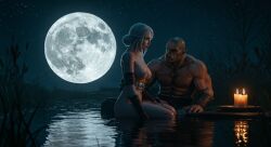 3d 3d_(artwork) 3d_model ai_generated breasts ciri cirilla_fiona_elen_riannon green_eyes leshay7 orc the_witcher_(series) the_witcher_3:_wild_hunt white_hair