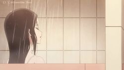 1girls animated black_hair breast_focus breasts damnshe_thicc female kaguya-sama_wa_kokurasetai_~tensai-tachi_no_renai_zunousen~ nipples one-piece_swimsuit shinomiya_kaguya showering sound tagme third-party_edit uncensored undressing video wet wet_body