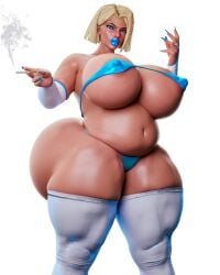 1girls 3d 3d_(artwork) bbw big_nipples bimbo bimbo_lips blonde_female blonde_hair blue_lipstick blue_nails bob_cut breasts chubby chubby_female emma_frost emma_frost_(marvel_rivals) female highres huge_ass huge_breasts huge_butt huge_thighs marvel marvel_comics marvel_rivals smoke smoking theryzer_(artist) thick_thighs thighhighs thong transparent_background