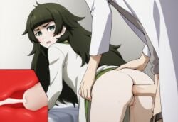 ai_generated anal anal_sex anal_sex ass bent_over blk9201 clothes_lift cross_section cum cum_in_ass cum_inside ejaculation exposed_ass exposed_pussy from_behind_position hands_on_another's_hips hiyajou_maho just_the_tip looking_at_viewer okabe_rintarou pussy pussy_juice rectum steins;gate steins;gate_0