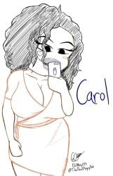1girls black_hair carol_(bbpanzu) dark_skin dated female female female_only friday_night_funkin friday_night_funkin_mod madbastos mirror_selfie orange_dress phone selfie signature simple_coloring solo_female twitter_username wavy_hair