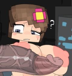 1girls areolae cock female huge_breasts jenny_belle_(slipperyt) minecraft nipples penis savagensfw tagme