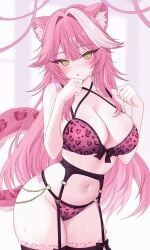 1girls 2d 2d_(artwork) accurate_body_type alternate_costume animal_ears animal_print animal_tail big_breasts black_lingerie blush bra fanart fanart_from_twitter female female_focus female_only front_view high_resolution highres hololive hololive_english hololive_english_-justice- hourglass_figure huge_breasts light-skinned_female light_skin lingerie long_hair looking_at_viewer panther_ears panther_girl panther_tail pink_hair pink_lingerie raora_panthera sexy simple_background slim_girl solo solo_female solo_focus standing thong virtual_youtuber voluptuous voluptuous_female vtuber vtuberfanart white_background yellow_eyes young younger_female zxcsque