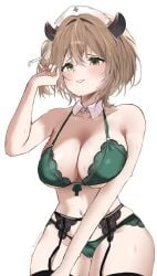 1girls 2d 2d_(artwork) alternate_costume animal_ears artist_request big_breasts bra breasts cleavage fanart fanart_from_twitter female female_focus female_only front_view green_bra green_eyes green_lingerie green_thong high_resolution highres hourglass_figure indie_virtual_youtuber light-skinned_female light_skin lingerie looking_at_viewer nimi_nightmare sexy short_hair simple_background slim_girl smiling smiling_at_viewer solo solo_female solo_focus tapir_ears tapir_girl thighhighs thong virtual_youtuber vtuber vtuberfanart white_background young younger_female