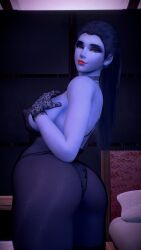 1girls 3d 4k almost_naked areolae areolae_visible_through_clothing ass back_view big_breasts blue_hair blue_skin breasts choker crashbanditkut eyelashes eyeshadow female female_focus gloves hair hi_res high_resolution highres jewelry lips lipstick looking_at_viewer makeup medium_hair nipples nipples_visible_through_clothing overwatch overwatch_2 ponytail red_lipstick see-through see-through_clothing solo video_game_character video_games virt-a-mate virtamate widowmaker