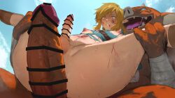 big_penis bokoblin bokoblin_(breath_of_the_wild) breath_of_the_wild gay huge_cock link link_(breath_of_the_wild) male male_only restrained size_difference sweat the_legend_of_zelda yaoi ziv_zivy