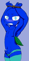 blue_eyes blue_pikmin blue_skin blush bondage bound crossdressing crying erection gills hands_up leaf male panties penis pikmin pikmin_(species) solo stockings tear underwear xxmysteryxx