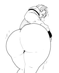 1boy androgynous ass ass ass_focus bandy_larkspur big_ass big_butt black_and_white curvy fingerless_gloves gay huge_ass krendel male male_only not_ai_generated sketch solo_male yaoi