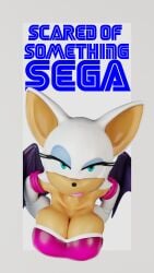 bat big_breasts cleavage eyelashes eyeshadow gloves looking_at_viewer rouge_the_bat sonic_(series) thespig wings