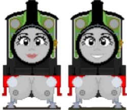grey_breasts grey_face grey_nipples identical_twins lipstick locomotive ocs steam_locomotive thomas_and_friends