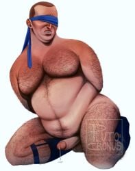1boy 2025 arms_behind_back balls ballsack belly belly_button blindfold blindfolded blue_tie body_hair brown_hair dick donald_ferguson erect_penis erection fat fat_male invincible invincible_(comics) invincible_(tv_series) kneeling leaking leaking_precum male male_only mature mature_male naked naked_male nipples nude nude_male penis pluto_cronus simple_background socks teeth teeth_showing tie white_background