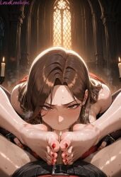 1boy 1boy1girl 1girls absurd_res ai_generated barefoot big_breasts blaze_fielding blush blush_lines breasts brown_eyes brown_hair curvy curvy_figure fellatio female foot_fetish foot_focus foot_worship footjob from_below high_resolution highres lewdcreationsai light-skinned_female light_skin male painted_toenails pantyhose penis penis_in_mouth pov red_toenails red_tubetop sexually_suggestive soles stable_diffusion steam steaming_body steamy_breath stockings sucking sucking_penis sweat sweatdrop sweating sweaty sweaty_foot tagme thick thick_legs thick_thighs thighs toenail_polish toes tubetop wrinkled_soles wrinkles