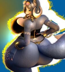 1 1girls 3d anthro fat_ass huge_ass krystal_(star_fox) looking_at_viewer looking_back mechanicalstage star_fox thick_ass