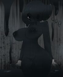 big_breasts blot_(dandy's_world) dandy's_world gloves goo_creature grey_body mime pussy rule_63 tagme text