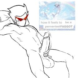 1boy 1boys athletic athletic_male balls big_balls big_penis blush dirk_strider gay homestuck homestuck^2 huge_cock huge_penis itsavibeznow kamina_shades male male_only masturbation meme meme_in_the_background ms_paint ms_paint_adventures naked naked_male nude nude_male penis precum sideburns spiked_hair sunglasses white_hair yaoi