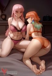 2d 2girls abs ai_generated all_fours ass barefoot big_ass big_breasts bra completely erophoenix feet female female_focus hololive hololive_english hololive_myth jewelry kissing kissing kneeling large_breasts long_hair mori_calliope multiple_girls naked nipples nude orange_hair pale_skinned_female panties patreon_username pink_eyes pink_hair pussy side_braid soles sweat sweating takanashi_kiara take_your_pick thick_thighs thighs toes underwear virtual_youtuber yuri yuri