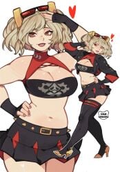 1girls artist_name blonde_hair breasts burnice_white cleavage cute_girl female female_only heart high_heels highres kamii_momoru large_breasts leaning_forward leather leather_clothing light-skinned_female light_skin looking_at_viewer red_eyes solo stockings sunglasses sunglasses_on_head tagme thigh_strap thighhighs twintails watermark white_background zenless_zone_zero