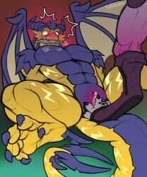 absurd_res activision animal_genitalia anthro bodily_fluids bound breath dragon dripping_pre duo fetishame flustered foot_on_groin gag gagged genital_fluids genitals hands_behind_back hi_res hyena male male/male mammal mythological_creature mythological_scalie mythology panting precum scalie sheath sheath_play slit_play spread_legs spreading spyro_the_dragon stepped_on teasing the_legend_of_spyro volteer