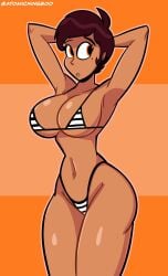 1girls 2025 artist_name ass atomickingboo big_ass big_breasts bikini bikini_only breasts brown_hair brown_hair brown_hair_female brunette_hair english english_text female female_focus female_only micro_bikini mole mole_under_eye mostly_nude mostly_nude_female nude nude_female oc original original_character solo solo_female solo_focus tan-skinned_female tan_body tan_skin text the_besties_(atomickingboo) thick_thighs thighs victoria_ruiz