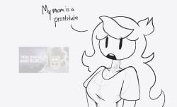 1girls dialogue emodood489 female jaiden jaiden_animations monochrome muscle_man_(regular_show) tagme text