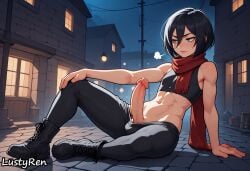 ai_generated attack_on_titan femboy femboy_only genderswap_(ftm) large_penis lustyren male male_only mikasa_ackerman rule_63 solo_male