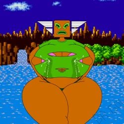 1girls angry_expression animate_inanimate commission dr_gol. female green_shirt humanoid lactating lactating_through_clothing lactation milk milk_squirt original original_artwork panties ripped_shirt ripping_clothing solo_female solo_focus sonic_(series) sonic_the_hedgehog_(series) tight_clothing totem totem_pole watermark wet_clothes wet_clothing