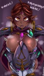 1girls breasts dark-skinned_female dark_eldar dark_elf dark_skinned_female drunkrembrancer female huge_breasts looking_at_viewer pov tagme warhammer_(franchise)