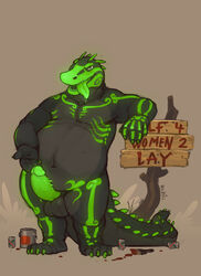 1boy 2013 alligator anthro belly biceps big_testicles bone brown_background chubby claws darkmor english_text erect_penis erection fat_man furry glowing huge_cock large_penis looking_at_viewer male male_only marvol musclegut muscles no_humans no_nipples nude open_mouth overweight pecs penis purple_eyes redic-nomad reptile scalie sign skeleton skull smile solo testicles text thick_thighs tongue wide_hips