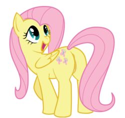 anus ass blue_eyes cutie_mark darkpandax edit equine female feral fluttershy_(mlp) friendship_is_magic hair horse looking_back my_little_pony open_mouth pegasus pink_hair plain_background pony presenting pussy smile solo suggestive white_background wings