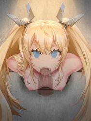 1girls animated blonde_hair blue_eyes bondage cum cum_in_mouth defeated_heroine disembodied_penis empty_eyes female goddess_of_victory:_nikke irrumatio laplace_(nikke) looking_at_viewer no_sound oral penetration penis rape small_breasts stuck stuck_in_wall tagme twintails tyoumneko video