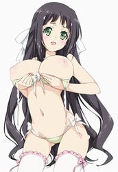 black_hair blush breasts green_eyes hair kono_naka_ni_hitori_imouto_ga_iru! large_breasts long_hair navel nipples panties tsuruma_konoe