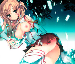 1girls aincrad ass breasts karory knights_of_the_blood nipples photoshop pussy_juice solo sword_art_online thighhighs yuuki_asuna